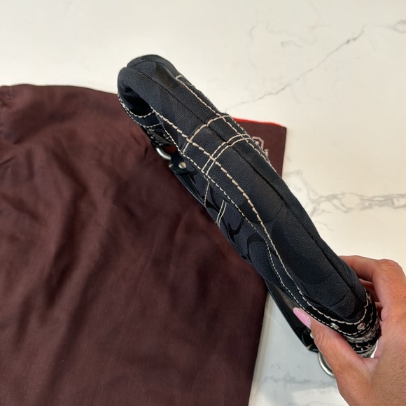 Black Embroidery Coach Bag. - Picture 8 of 8